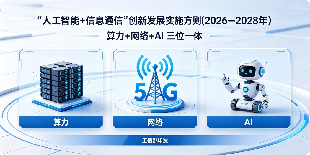 🌐 工信部印发《"人工智能+信息通信"创新发展实施意见（2026—2028年）》：算力+网络+AI 三位一体