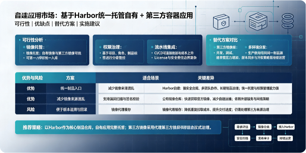 自建应用市场基于 Harbor 统一托管自有 + 第三方容器应用：可行性、优缺点、替代方案完整分析