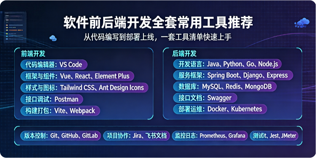 软件前后端开发全套常用工具推荐