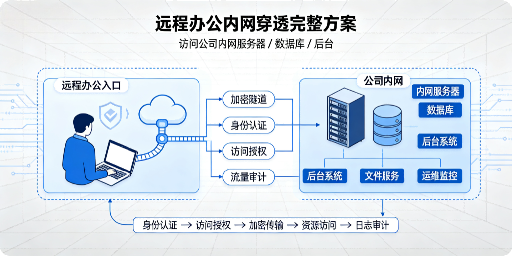 远程办公内网穿透完整方案（访问公司内网服务器 / 数据库 / 后台）