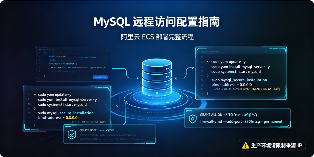 阿里云ECS服务器安装部署MySQL完整开启远程访问