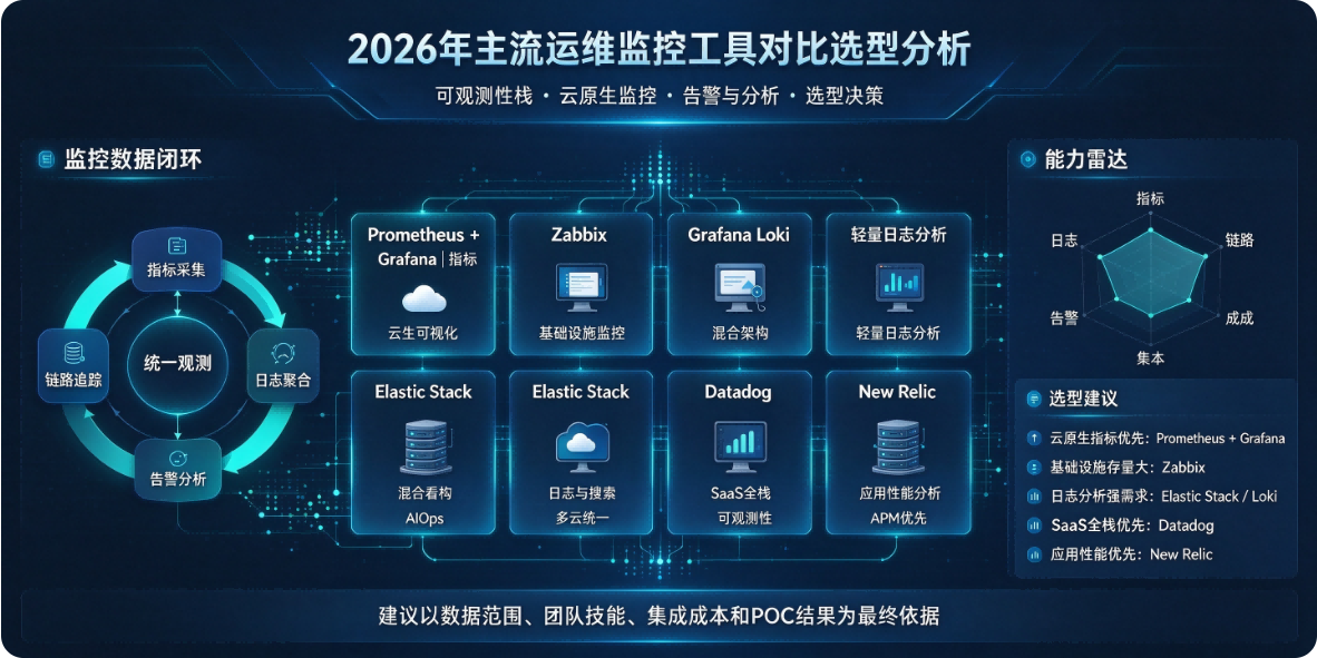 2026年主流运维监控工具对比选型分析