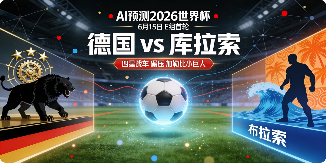 🏆 AI预测2026世界杯—6月15日E组首轮：德国 vs 库拉索——"四星战车"碾压"加勒比小巨人"