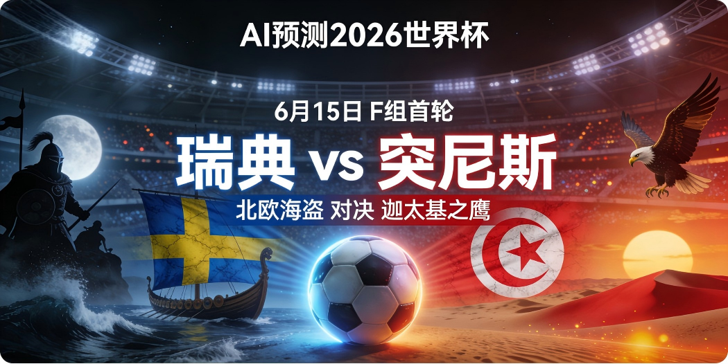🏆 AI预测2026世界杯—6月15日F组首轮：瑞典 vs 突尼斯——"北欧海盗"对决"迦太基之鹰"