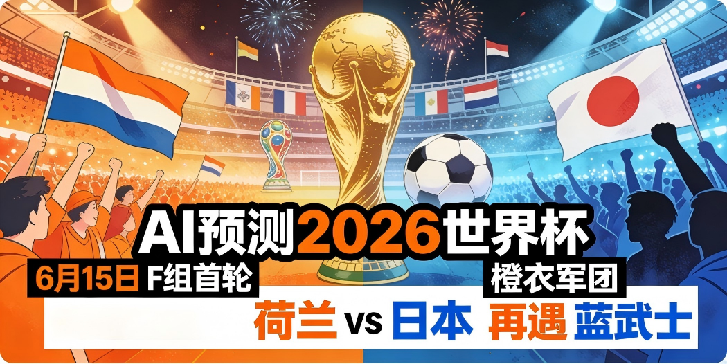 🏆 AI预测2026世界杯—6月15日F组首轮：荷兰 vs 日本——"橙衣军团"再遇"蓝武士"