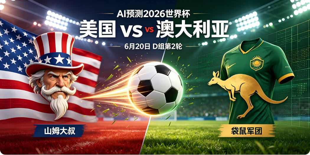 🏆 AI预测2026世界杯—6月20日D组第2轮：美国 vs 澳大利亚——"山姆大叔"迎战"袋鼠军团"