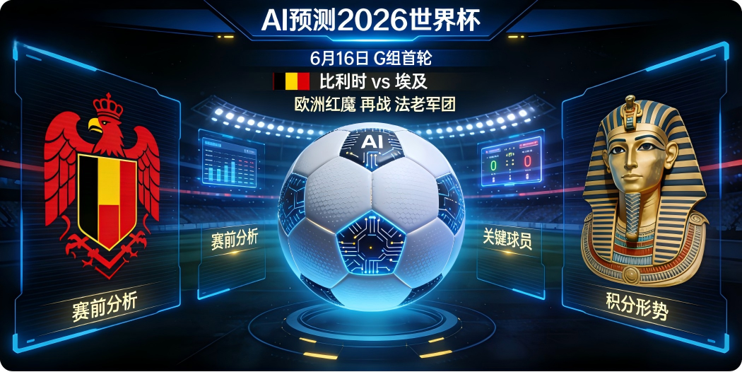 🏆 AI预测2026世界杯—6月16日G组首轮：比利时 vs 埃及——"欧洲红魔"再战"法老军团"