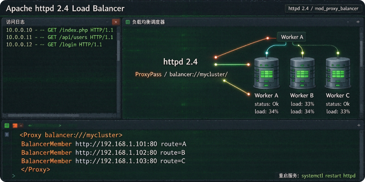 Apache（httpd 2.4）负载均衡实现