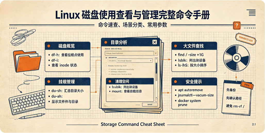 Linux 磁盘使用查看与管理完整命令手册