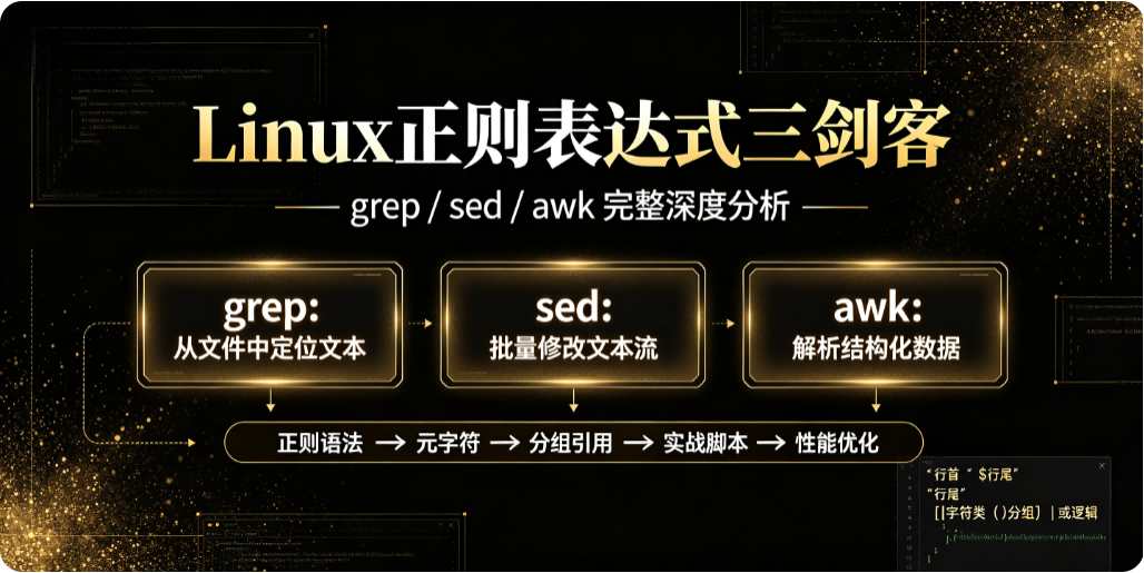 Linux正则表达式三剑客grep /sed/awk 完整深度分析