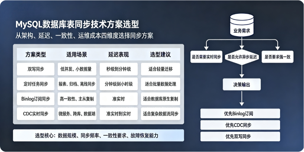 MySQL数据库表同步技术方案选型