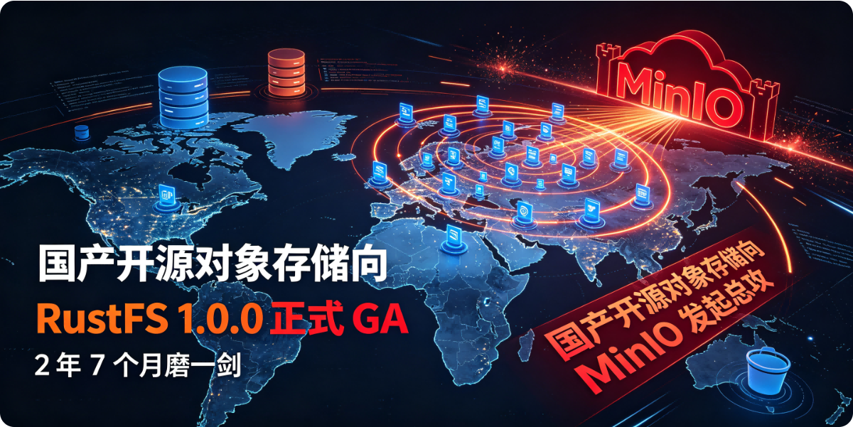🦀 RustFS 1.0.0 正式 GA：2 年 7 个月磨一剑，国产开源对象存储向 MinIO 发起总攻