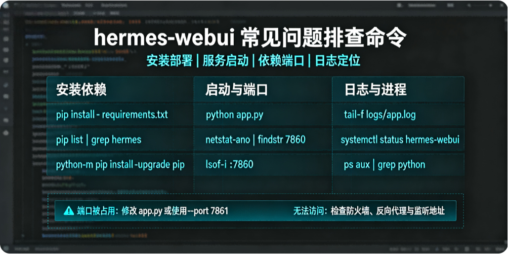hermes-webui安装部署过程中的常见问题排查命令